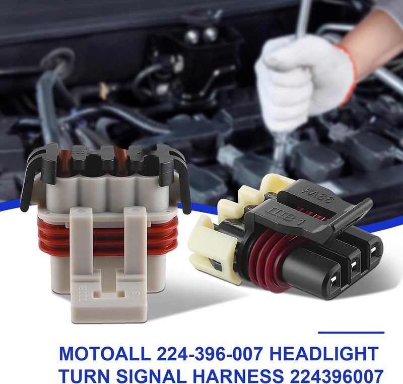 MOTOALL موترال 224-396-007 سلك إشارة المصباح الأمامي لفرينتلاينر كولومبيا 224396007 مع موصلات حرارية زرقاء - Image 2